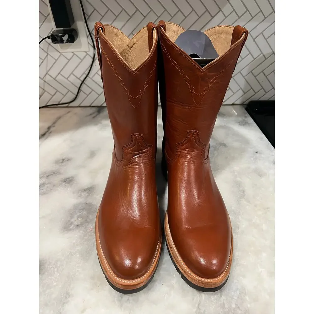 Lucchese Men’s Cognac Cowhide Ranch Hand Roper Boots 2031 Size 11.5D Mexico - Picture 2 of 16